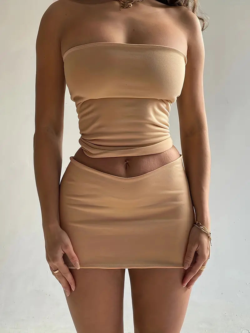 Divina: Off Shoulder & Mini Skirt Two-Piece Set