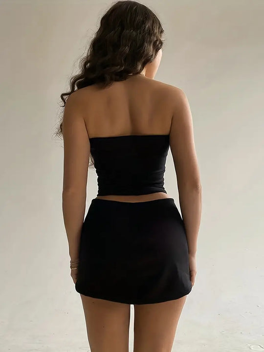Divina: Off Shoulder & Mini Skirt Two-Piece Set