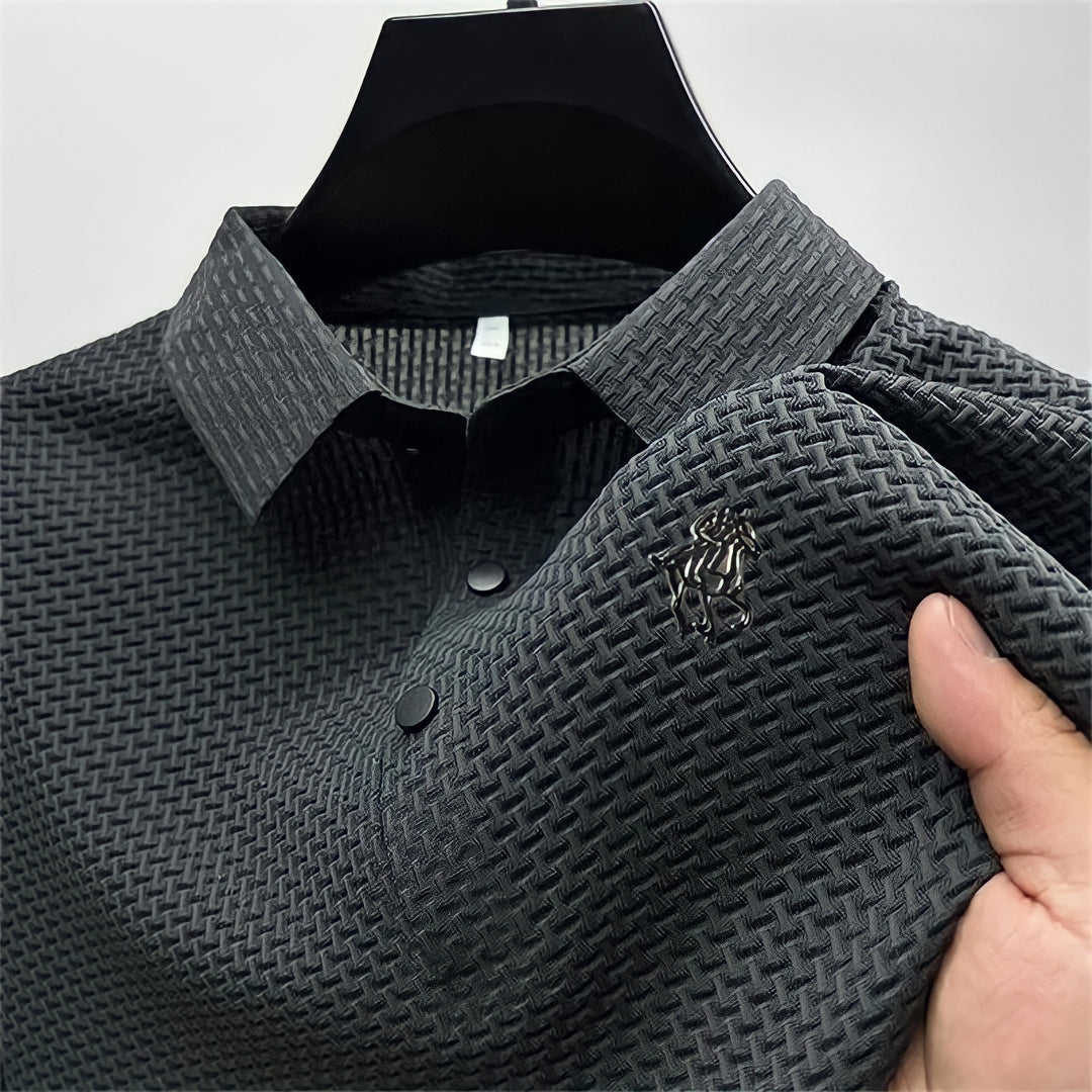 Prestigio: Wrinkle-Free Textured Slim Fit Polo
