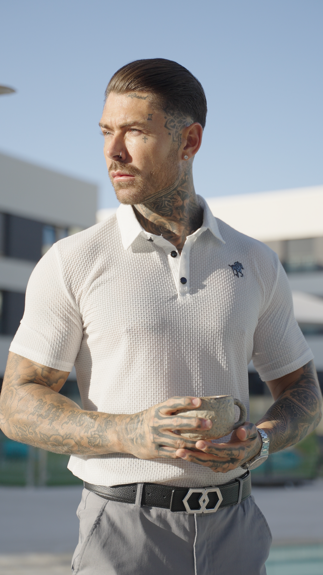 Prestigio: Wrinkle-Free Textured Slim Fit Polo