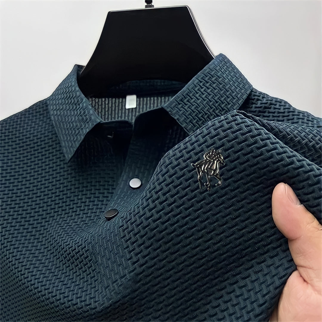 Prestigio: Wrinkle-Free Textured Slim Fit Polo