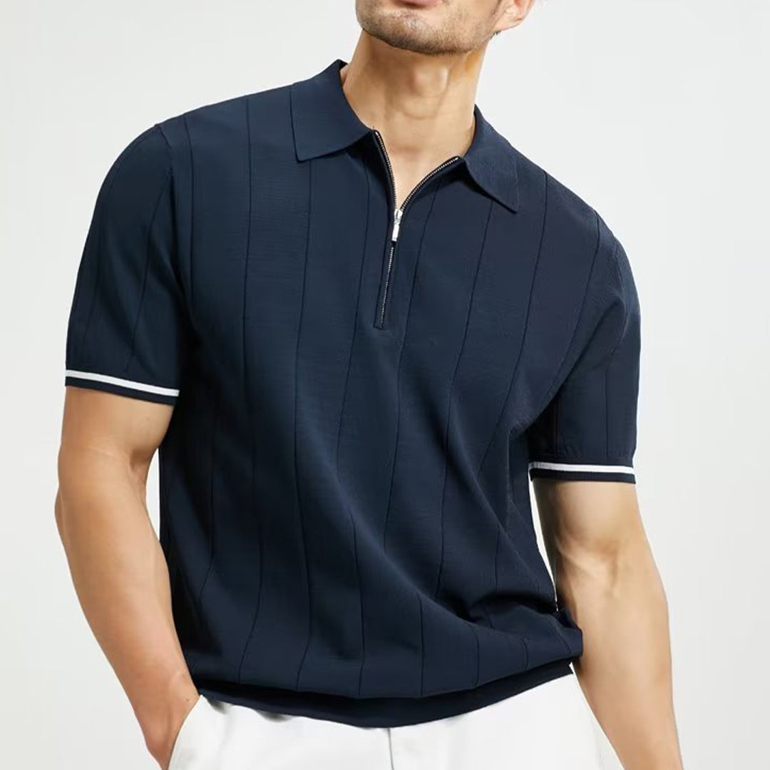 Basilare: Classic Textured Striped Polo – Dolci Lusso