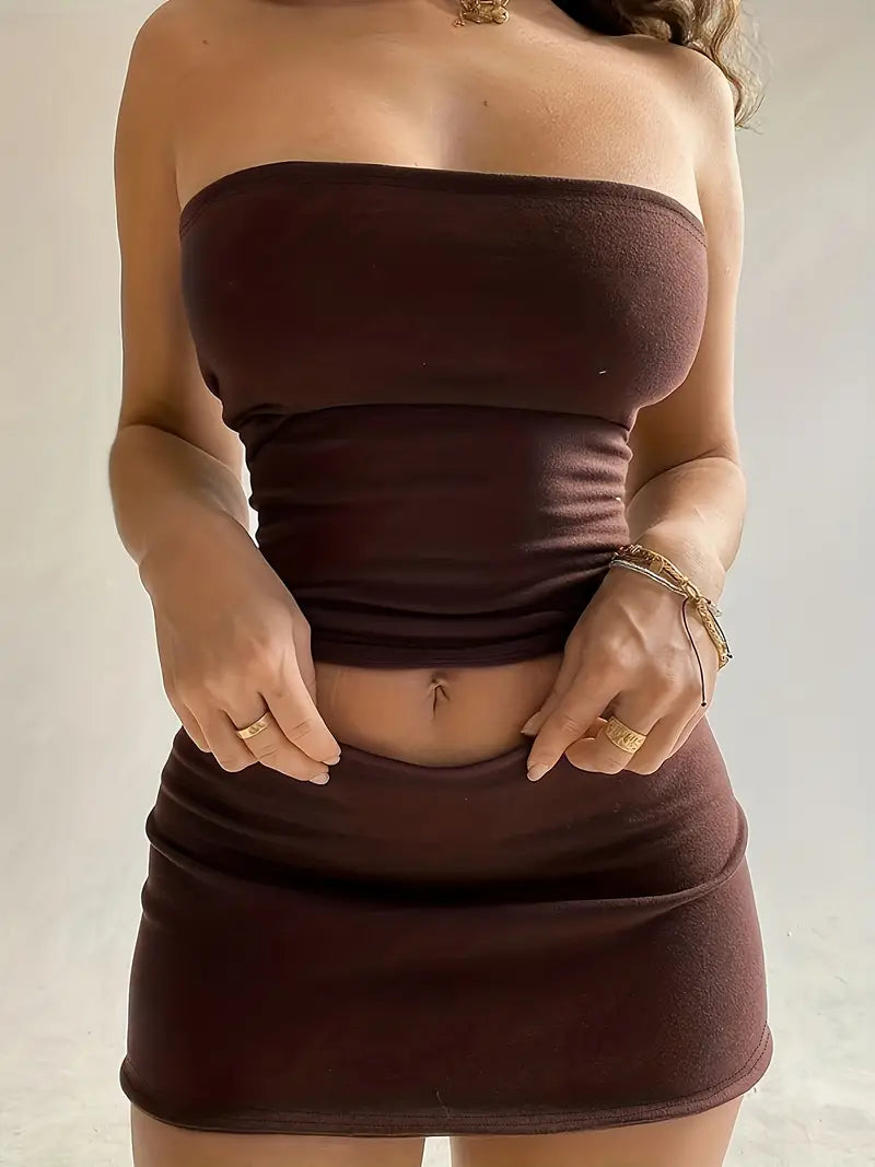 Divina: Off Shoulder & Mini Skirt Two-Piece Set