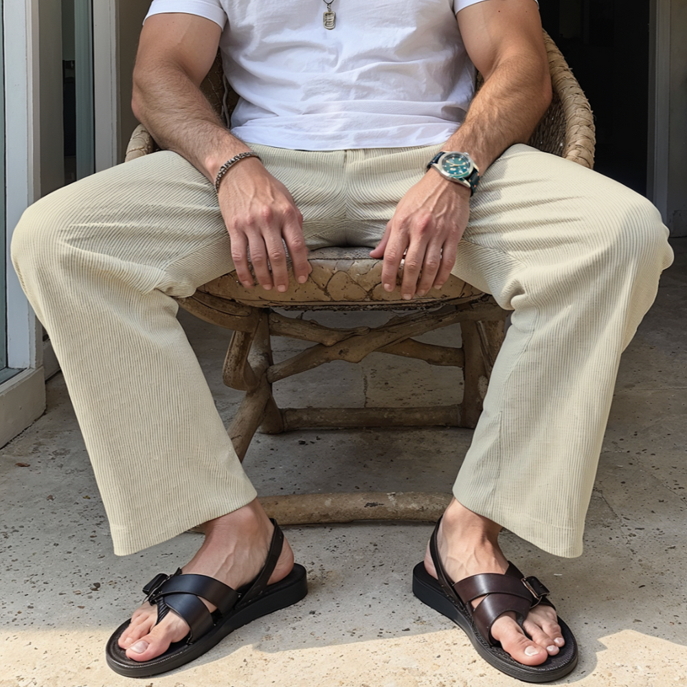 Federico: Ribbed Pleated Trousers