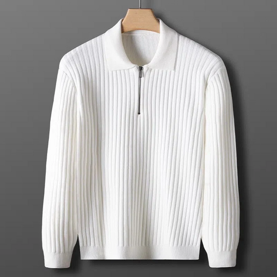 Prestante: Classic Ribbed Zip Sweater