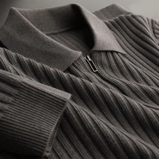 Prestante: Classic Ribbed Zip Sweater