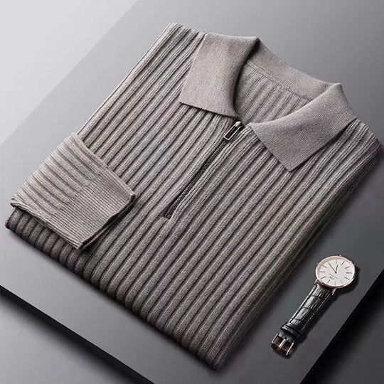 Prestante: Classic Ribbed Zip Sweater