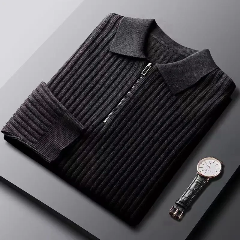 Prestante: Classic Ribbed Zip Sweater