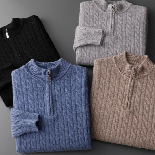 Caldo: Premium Cashmere Half-Zip Sweater