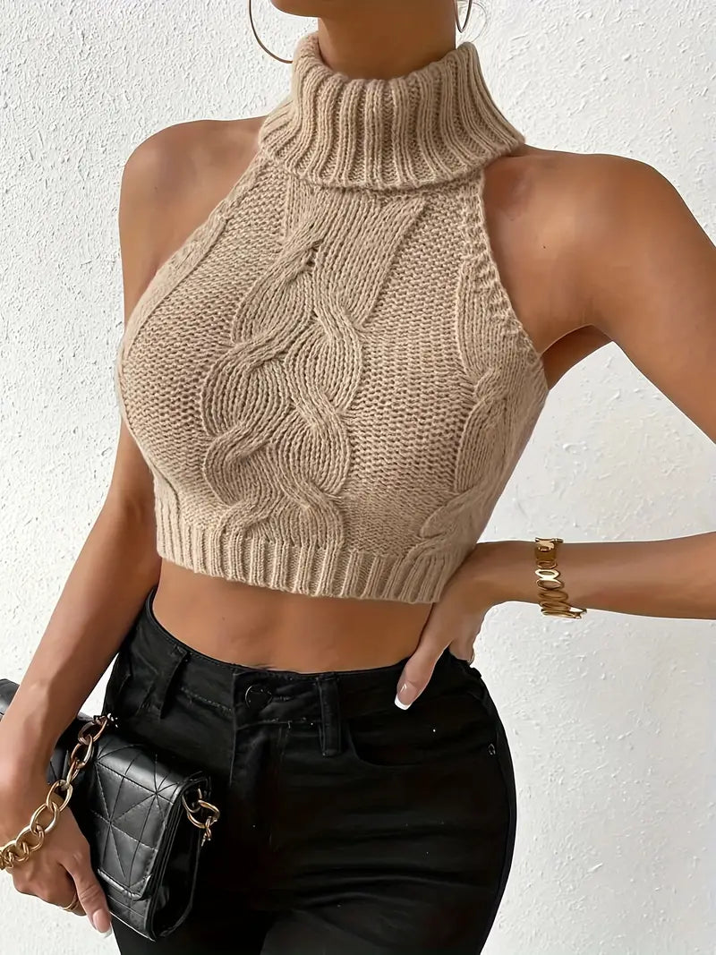 Ardente: Chic Turtle Neck Crop Top