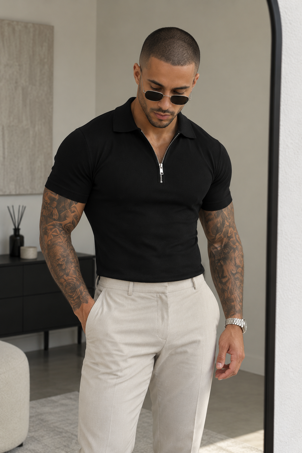 Claudio: Premium Stretch Zip Polo Shirt