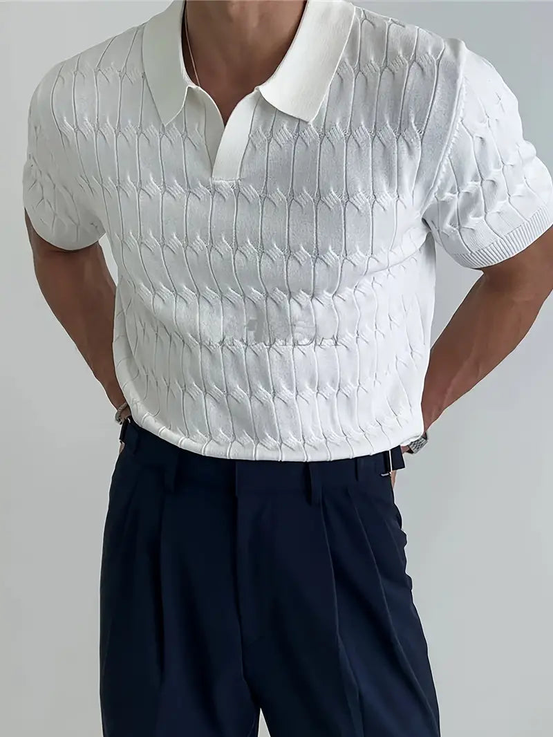 Desiderio: Muscle Fit Knit Polo Shirt