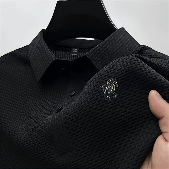 Prestigio: Wrinkle-Free Textured Slim Fit Polo Shirt