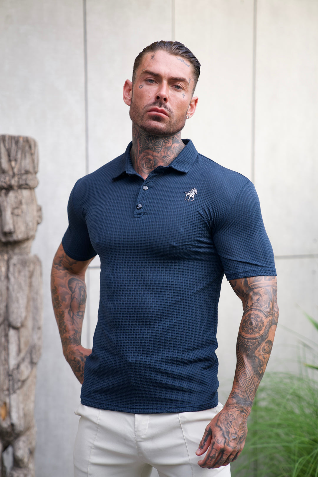 Prestigio: Wrinkle-Free Textured Slim Fit Polo Shirt