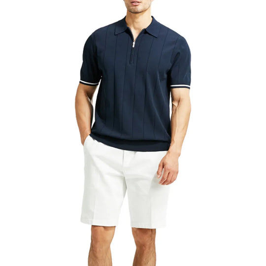 Basilare: Classic Textured Striped Polo