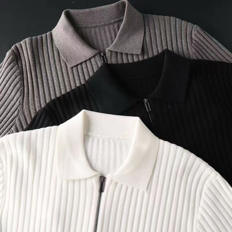 Prestante: Classic Ribbed Zip Sweater