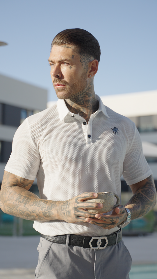 Prestigio: Wrinkle-Free Textured Slim Fit Polo Shirt