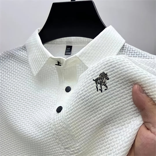 Prestigio: Wrinkle-Free Textured Slim Fit Polo Shirt