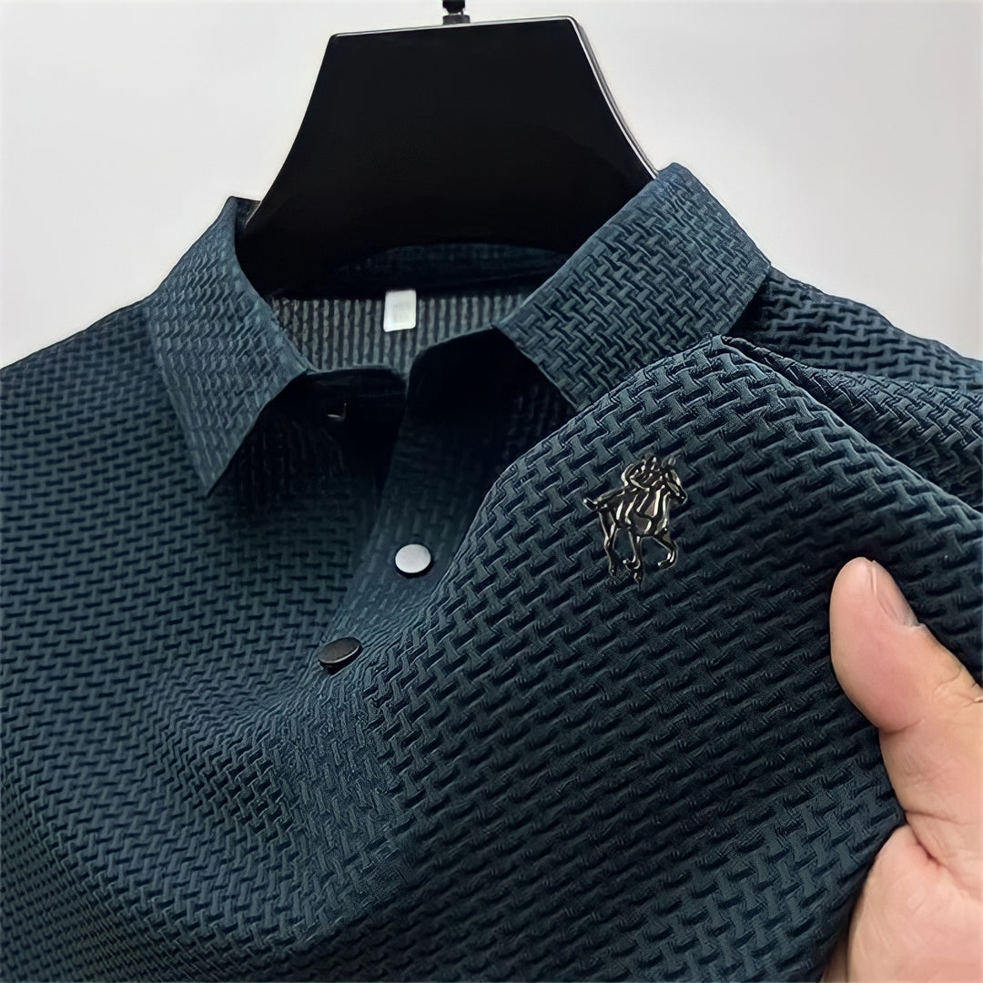 Prestigio: Wrinkle-Free Textured Slim Fit Polo Shirt