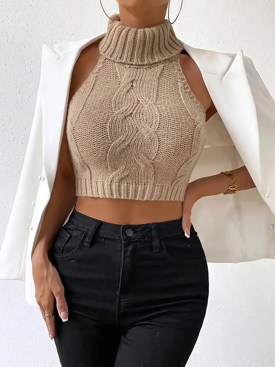 Ardente: Chic Turtle Neck Crop Top