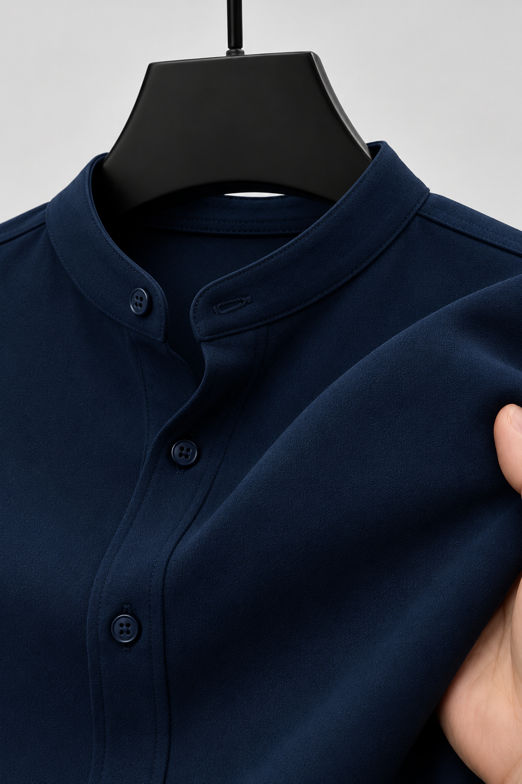 Pietro: Super Slim Scuba Stretch Grandad Collar Shirt