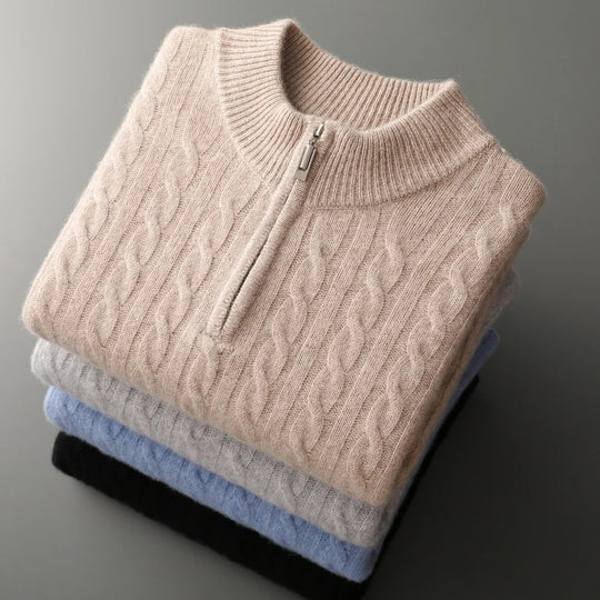 Caldo: Premium Cashmere Half-Zip Sweater