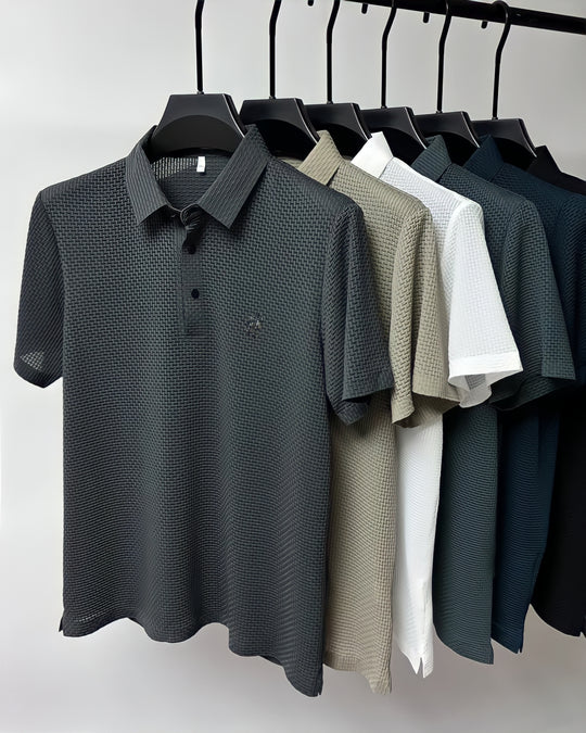 Prestigio: Wrinkle-Free Textured Slim Fit Polo Shirt