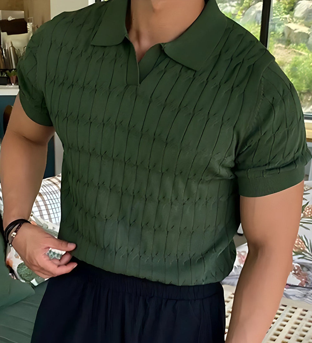 Desiderio: Muscle Fit Knit Polo Shirt