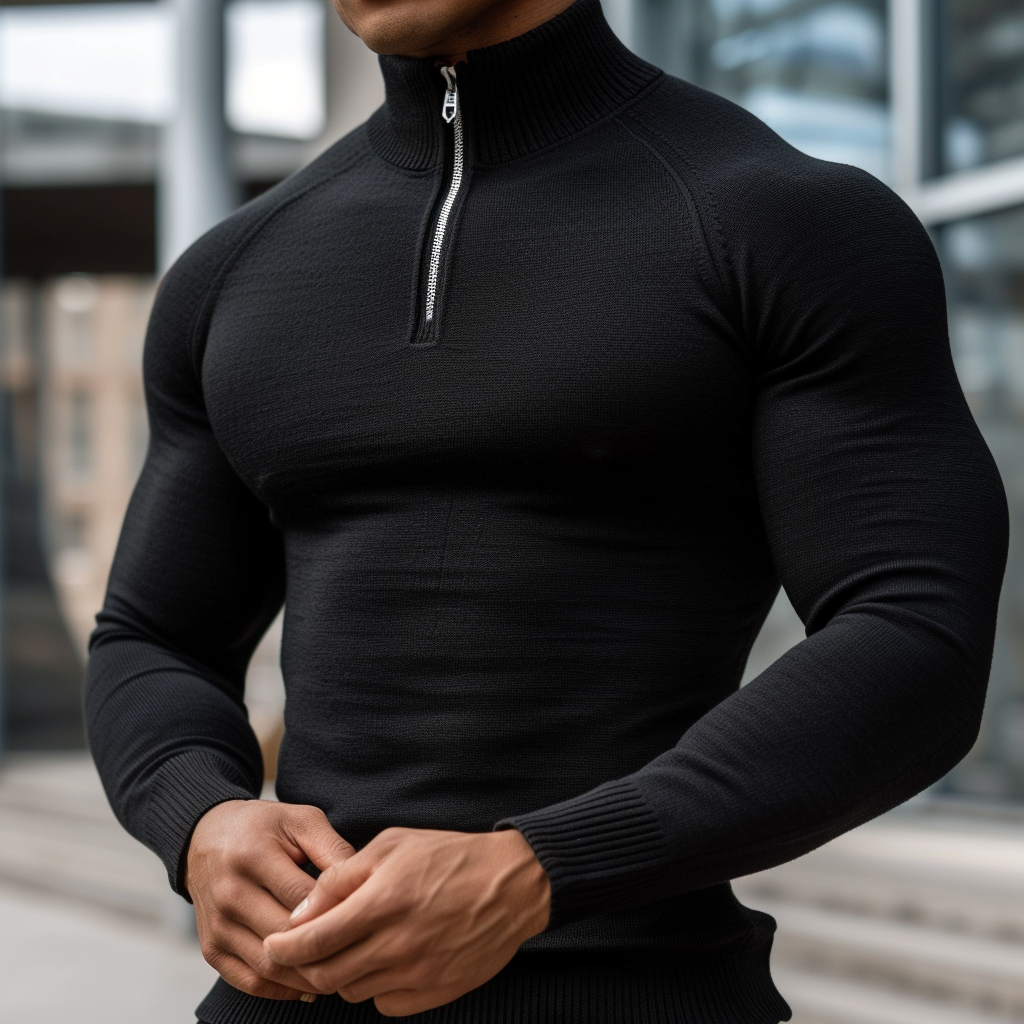 Muscle fit black jumper hotsell