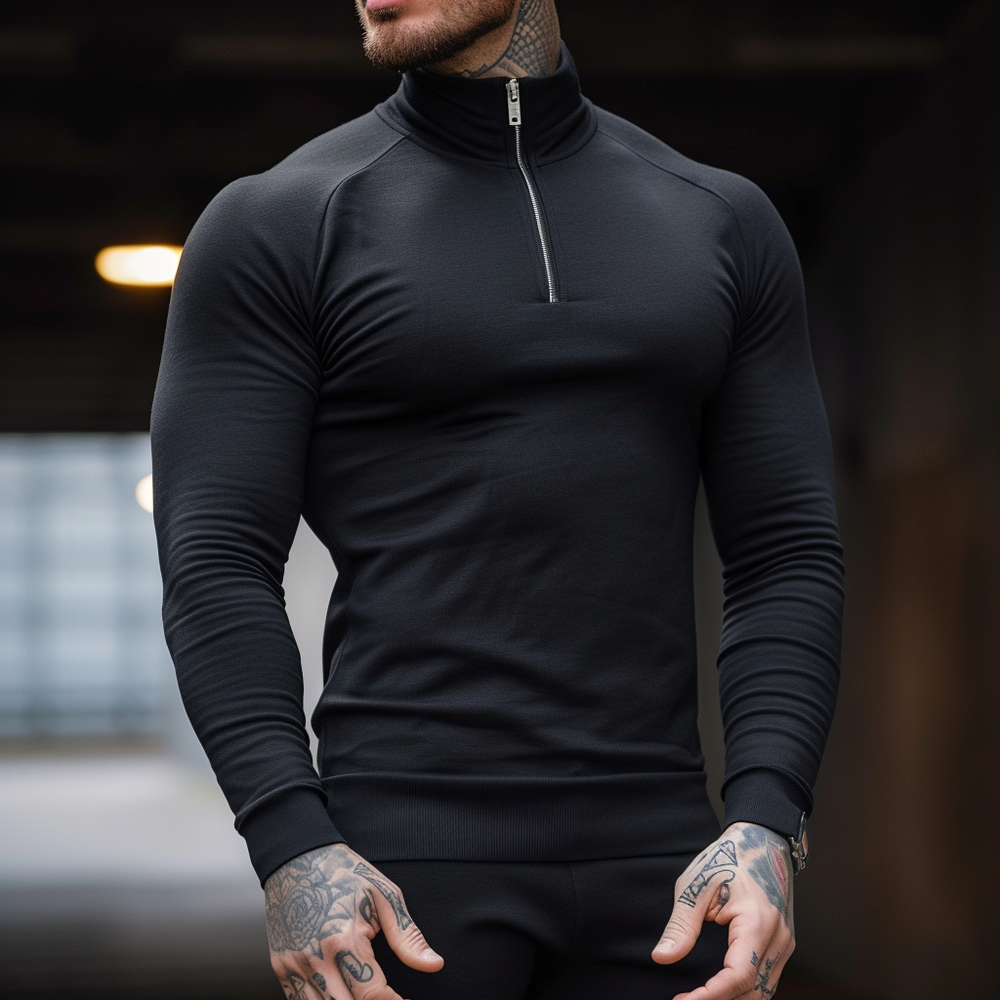 Muscle fit half zip jumper sale